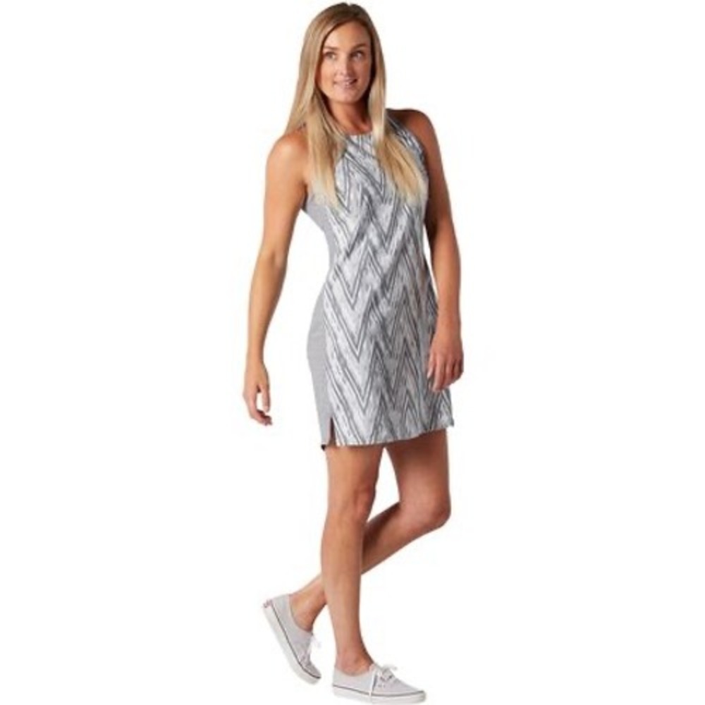 Smartwool Athletic Chevron Ikat Shift Dress Grey White‎ Sleeveless Sz M